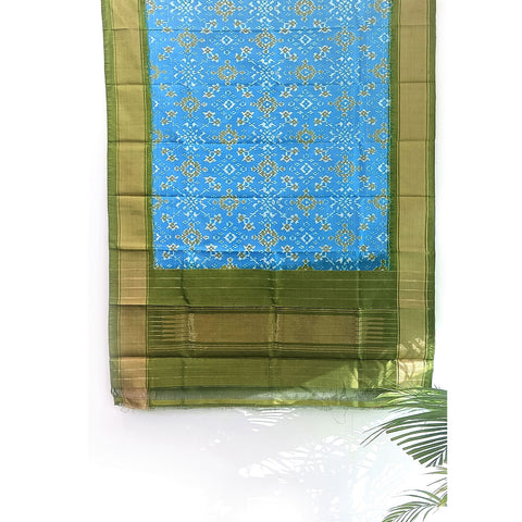 Telangana's Finest Handspun Pochampally Ikat Silk Dupatta with Zari Border