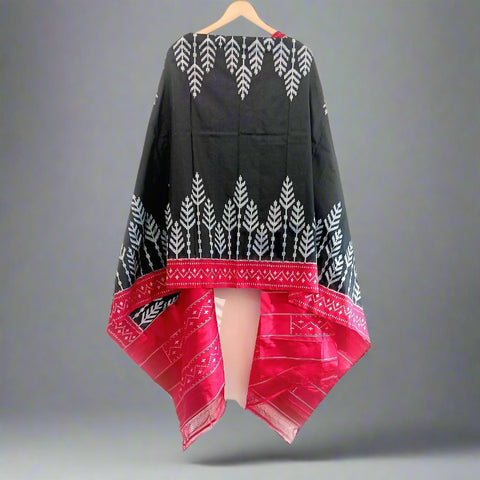 Telangana's Finest Handspun Pochampally Ikat Silk Dupatta with Zari Border