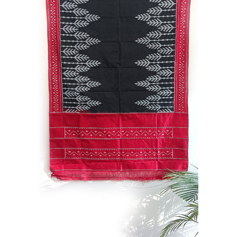 Telangana's Finest Handspun Pochampally Ikat Silk Dupatta with Zari Border