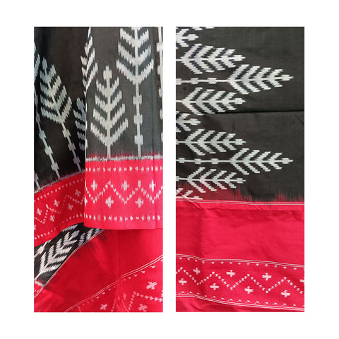 Telangana's Finest Handspun Pochampally Ikat Silk Dupatta with Zari Border