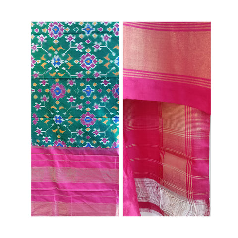 Eternal Beauty Handwoven Pochampally Ikat Silk Dupatta with Zari Elegance
