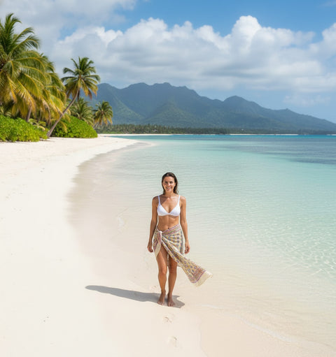 Bagru Block Print Sarong, Sarong Beach Wrap, Cotton Sarong,Pareo, Summer Pareo ,Size 45X80 Inc