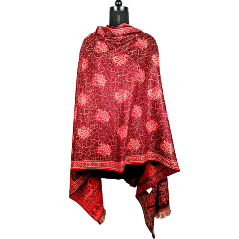 Woolen Winter design Women Maroon Color Shawl
