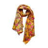 India Scarves Women's Silk Yellow Pink floral Colour Scarf Size 50X180 Cm