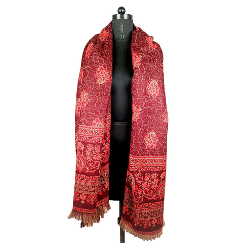 Woolen Winter design Women Maroon Color Shawl