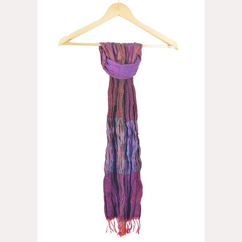 India Scarves Women's Pure Silk Maroon and Purple Lycra Scarf Size 35X165 Cm