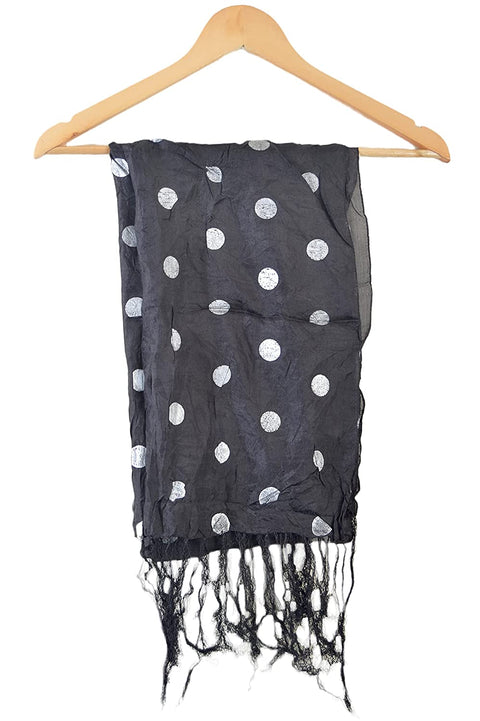 India Scarves Women's Pure Silk Scarf Black Colour Size 51X160