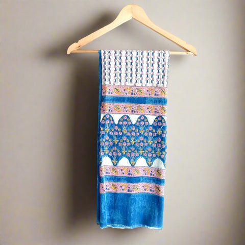 Bagru Hand Block Printed Pure Cotton floral Big Size Dupatta