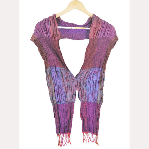 India Scarves Women's Pure Silk Maroon and Purple Lycra Scarf Size 35X165 Cm