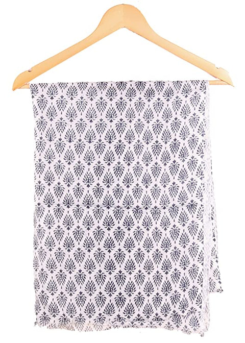 Soft and Elegant Blue Leaves Pattern Viscose scarve