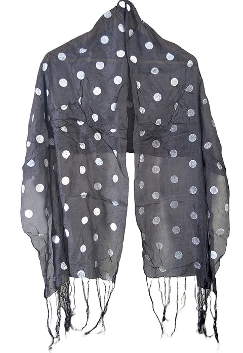 India Scarves Women's Pure Silk Scarf Black Colour Size 51X160