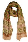 Bagru Hand Block Printed Pure Cotton Light Green colour Pink and Yellowfloral Stole
