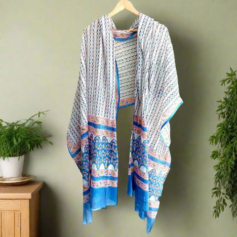 Bagru Hand Block Printed Pure Cotton floral Big Size Dupatta