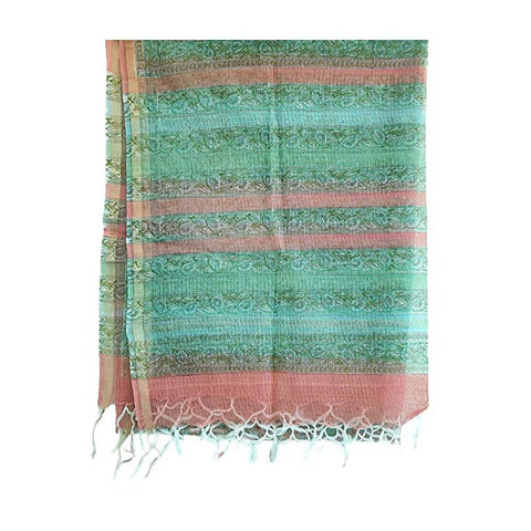 Handmade Kota Silk Cotton pink and Green Dupatta Size 55X185 Cm