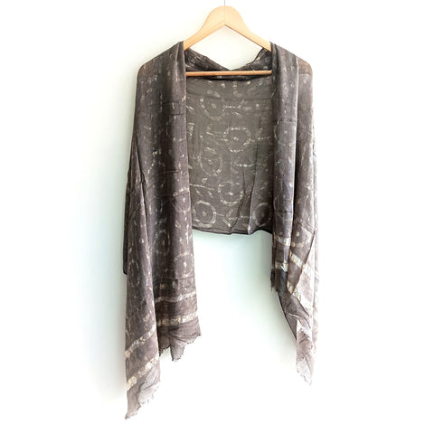 Hand Block Dhabu Print Cotton Brown Scarf