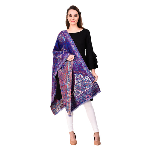 Unique Boiled Wool Hand Embroidered Blue Colour shawl