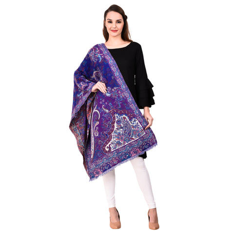 Unique Boiled Wool Hand Embroidered Blue Colour shawl