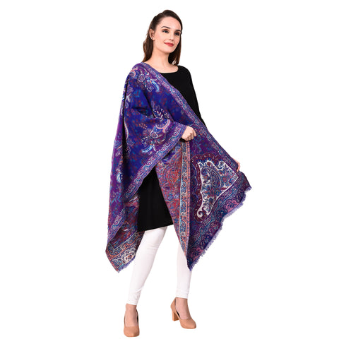 Unique Boiled Wool Hand Embroidered Blue Colour shawl