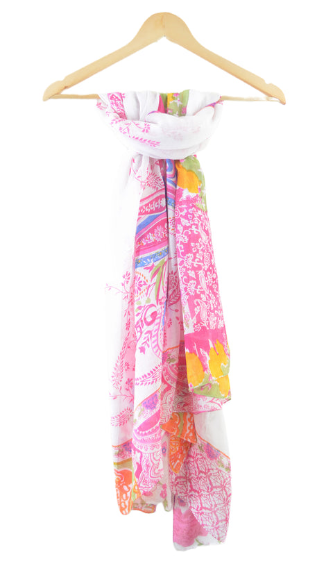 Women's Viscose White and Pink Pario