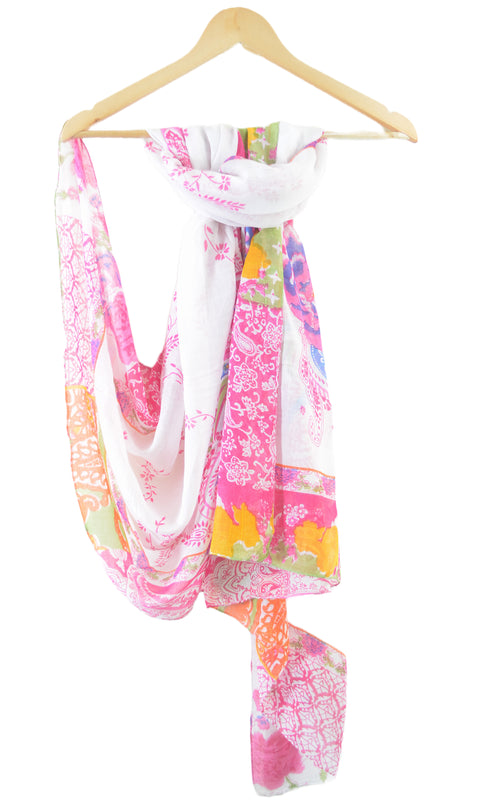 Women's Viscose White and Pink Pario