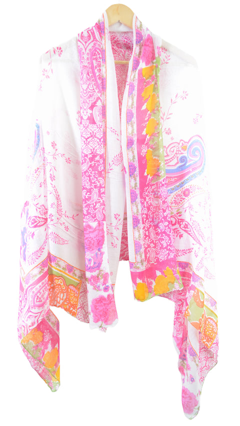 Women's Viscose White and Pink Pario