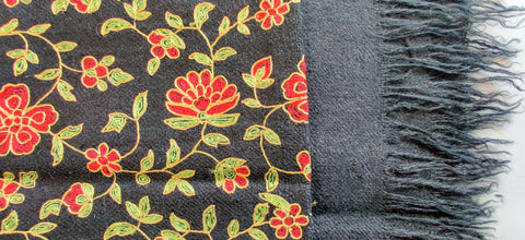 Black Jall Original Pashmina with Hand Embroidery