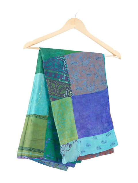 India Scarves Women's Multi colour Vintage Patch work Silk Reversible Stole Size 55X200 indiascarves