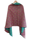 Silk shawl embroidered Kantha handmade