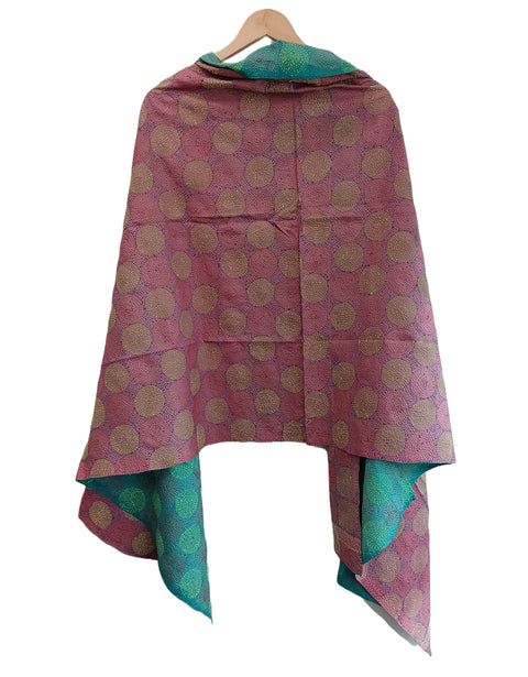 Silk shawl embroidered Kantha handmade
