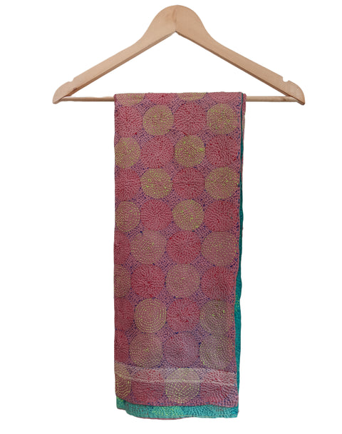 Silk shawl embroidered Kantha handmade
