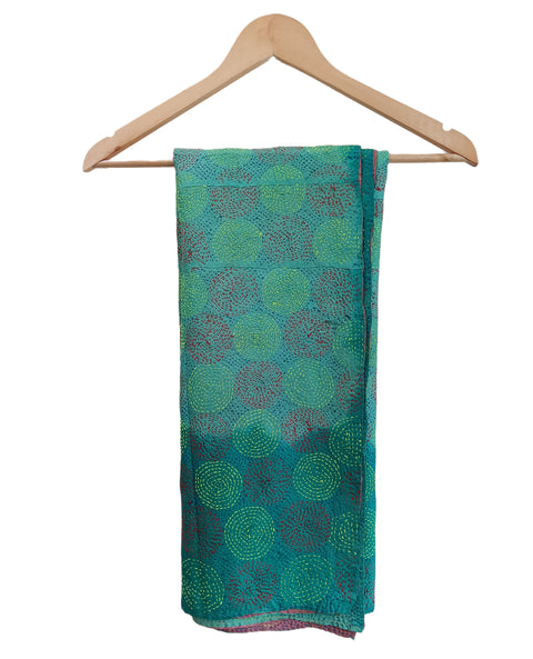 Silk shawl embroidered Kantha handmade